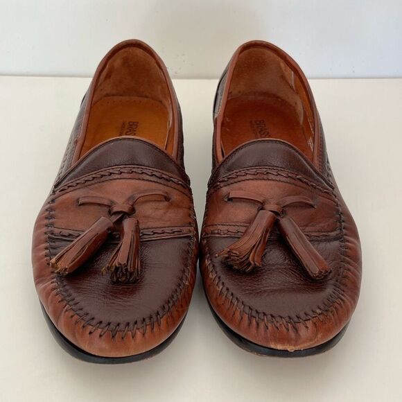 Brass Boot Tassel Leather Loafer Mens 8 W 2-Tone Brown Shoes Moccasins Moc Spain main image 15